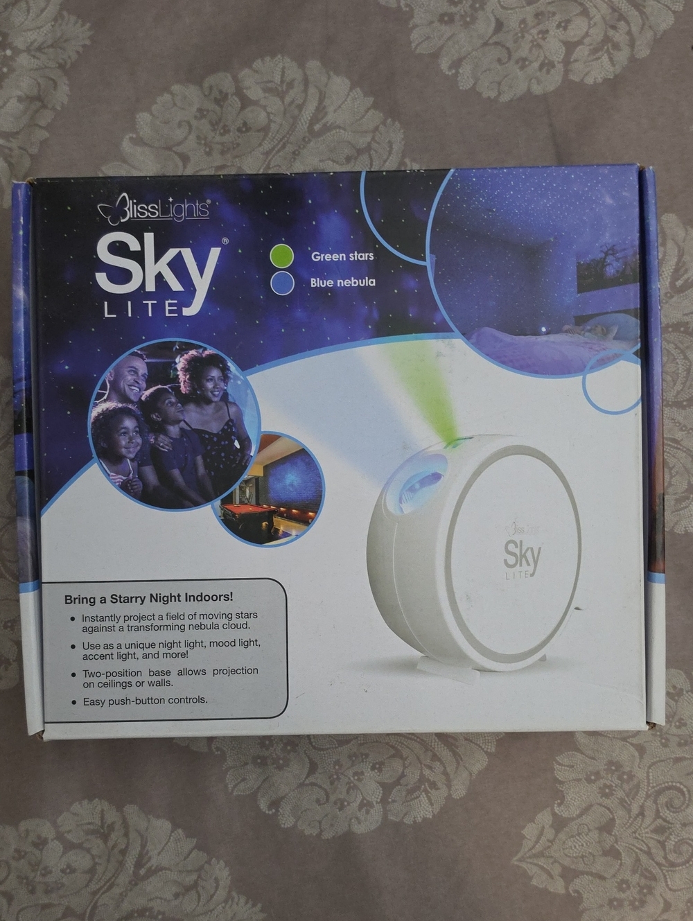 BlissLights Sky Lite Star Projector in White with Blue & Green Lights